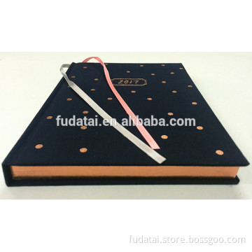 FDT customized notebook with colorful ribbon & string and gilt edge cloth cover diary notebook